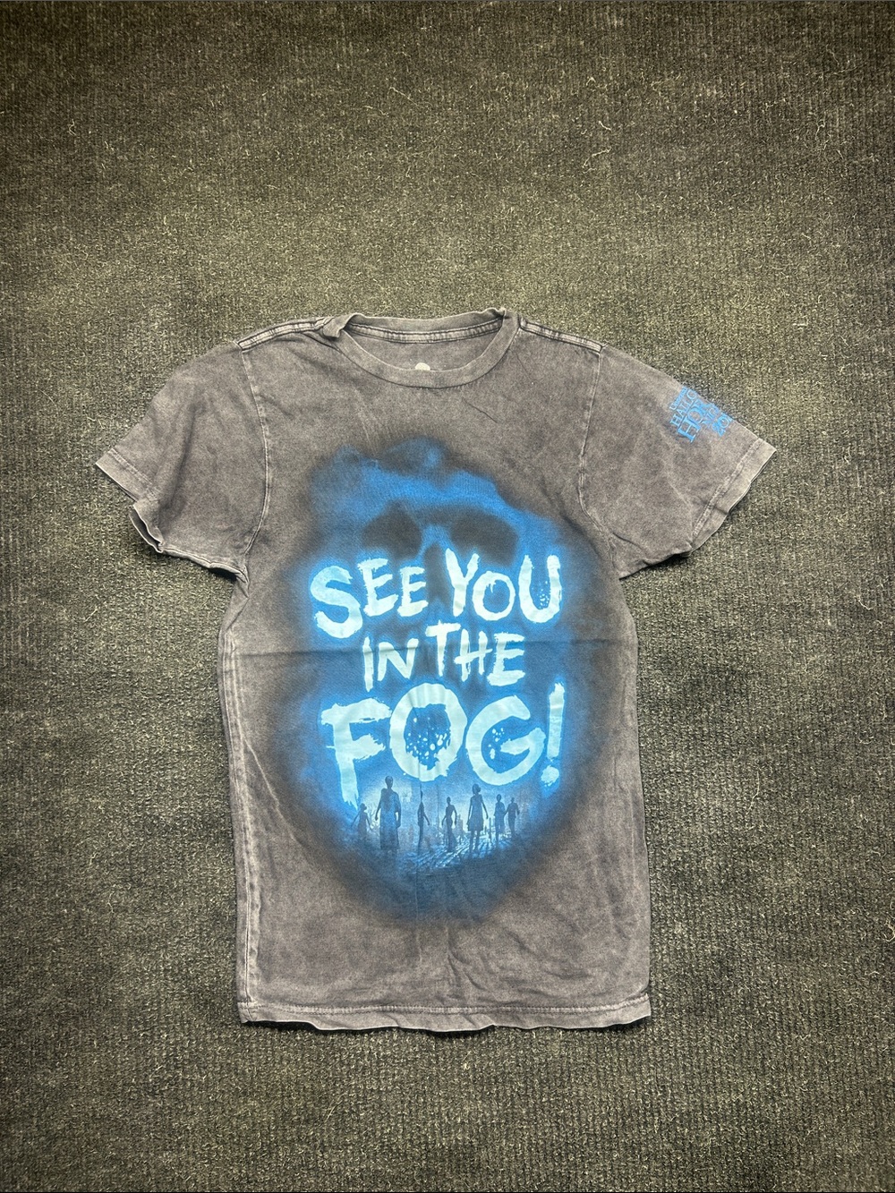 Universal Studios Gray Short Sleeve Tee with Bright Blue 'See You in the Fog'